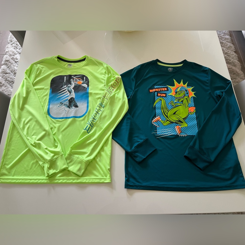 2 Athletic Works sports shirts for children Size XXL 2XG (18) green neon / teal